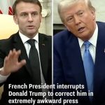 French President interrupts Donald Trump to correct him in extremely awkward press conference moment