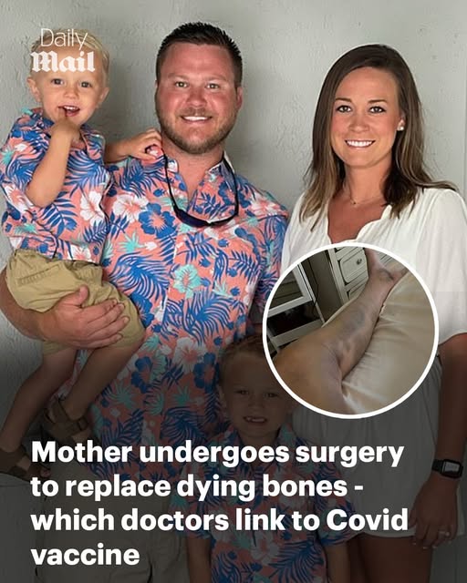 Mom-of-two, 34, undergoes a dozen surgeries to replace her dying bones- which doctors link to the Covid vaccine