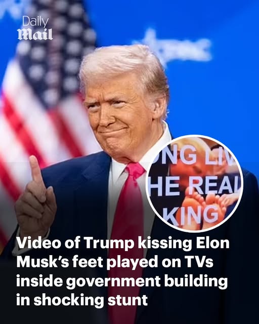 Government TVs HACKED as video of Trump kissing Elon Musk’s feet plays on repeat