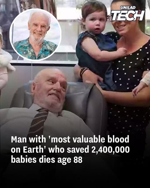 Man with ‘most valuable blood on Earth’ who saved 2,400,000 babies dies age 88