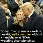 Trump snubs Karoline Leavitt, walks past her without a handshake at NCAA wrestling championships