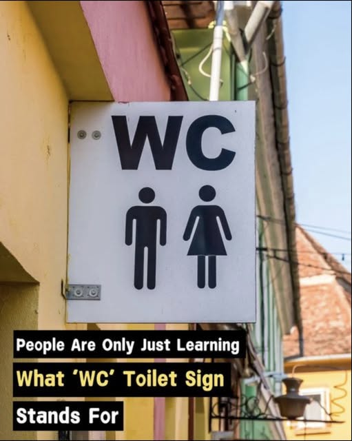 Meaning behind the WC sign stamped outside bathroom