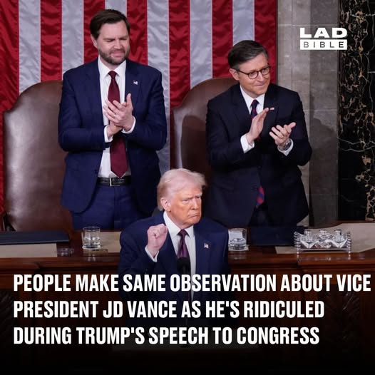 People make same observation about Vice President JD Vance as he’s ridiculed during Trump’s speech to Congress