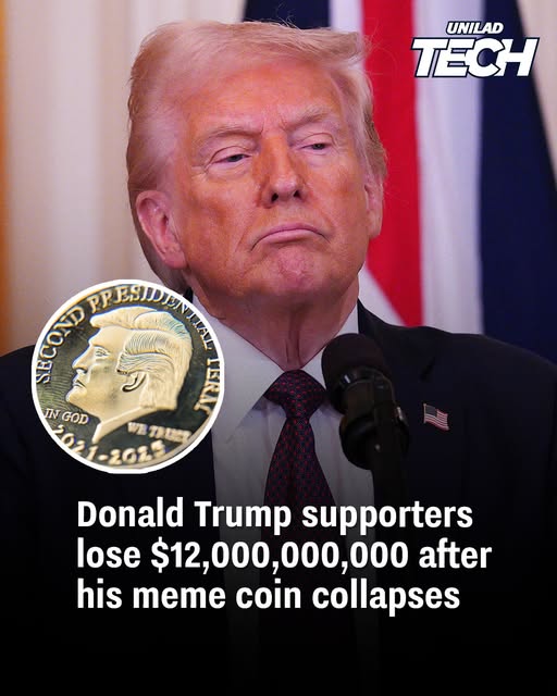 Donald Trump supporters lose $12,000,000,000 after his meme coin collapses