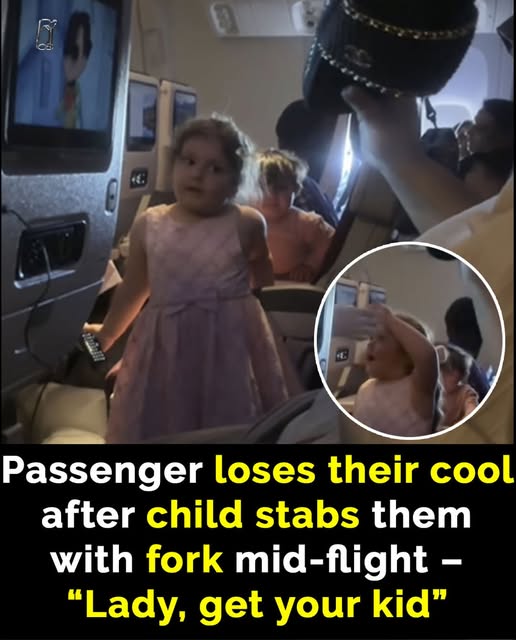Passenger loses it after child stabs her with fork on flight
