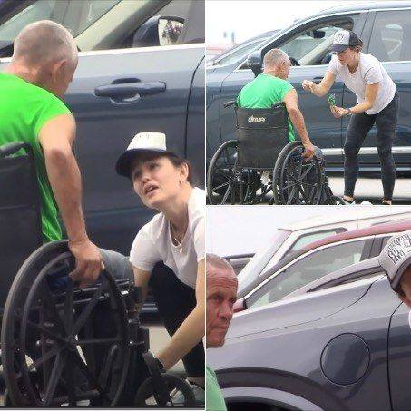 Jennifer Garner actions towards wheelchair-bound homeless man