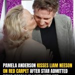 Pamela Anderson Shares Sweet Red Carpet Kiss With Liam Neeson