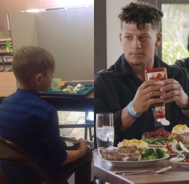 Boy Ate Alone at School Each Day—Then Patrick Mahomes Showed Up and Left Everyone Speechless.