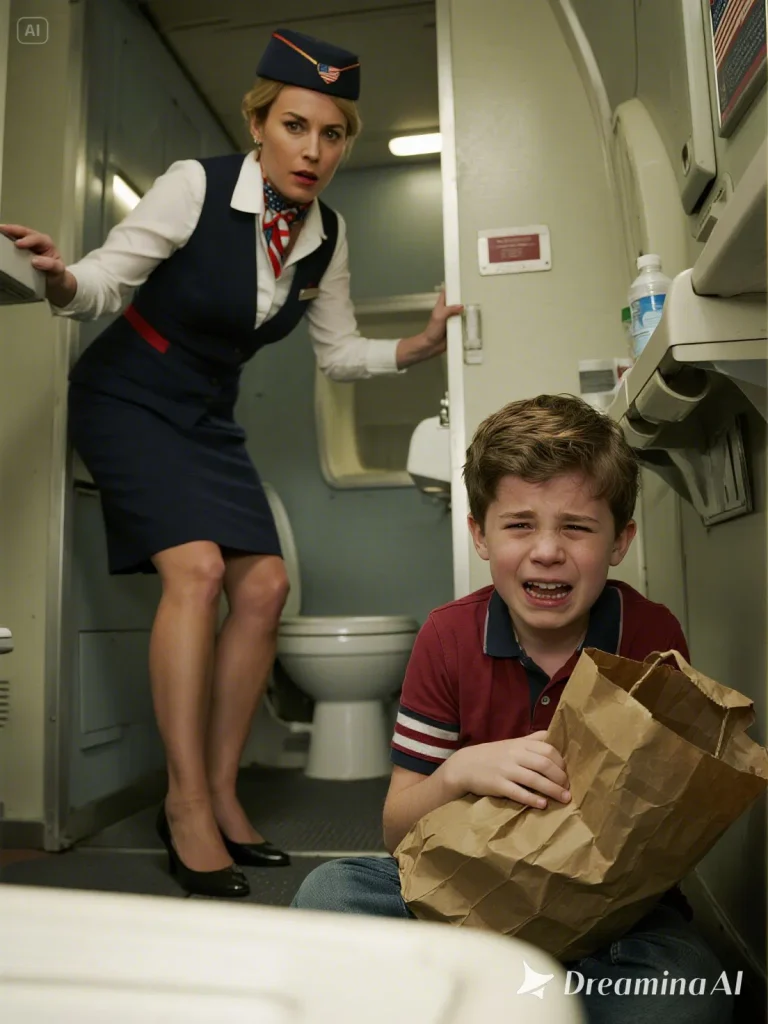 I discovered a young boy cry:ing in the airplane bathroom, holding a paper bag — but his name wasn’t on the passenger list