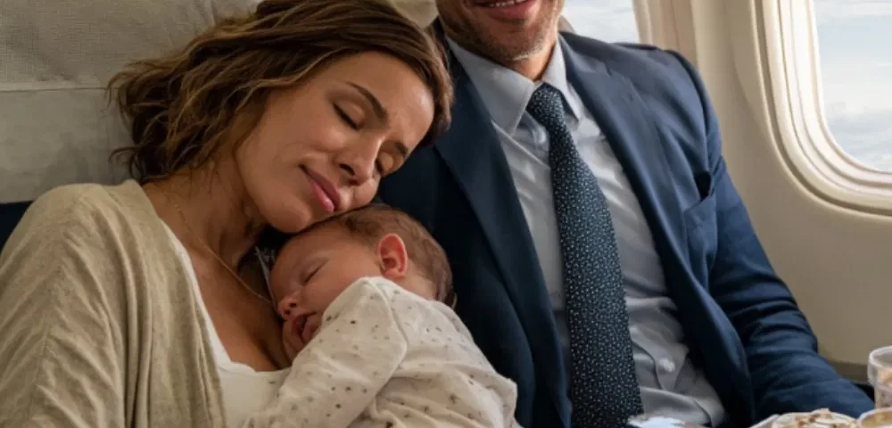 Exhausted Mom and Her Baby Fall Asleep on CEO’s Shoulder Mid-Flight — What Happens When She Wakes Up Leaves Her Speechless