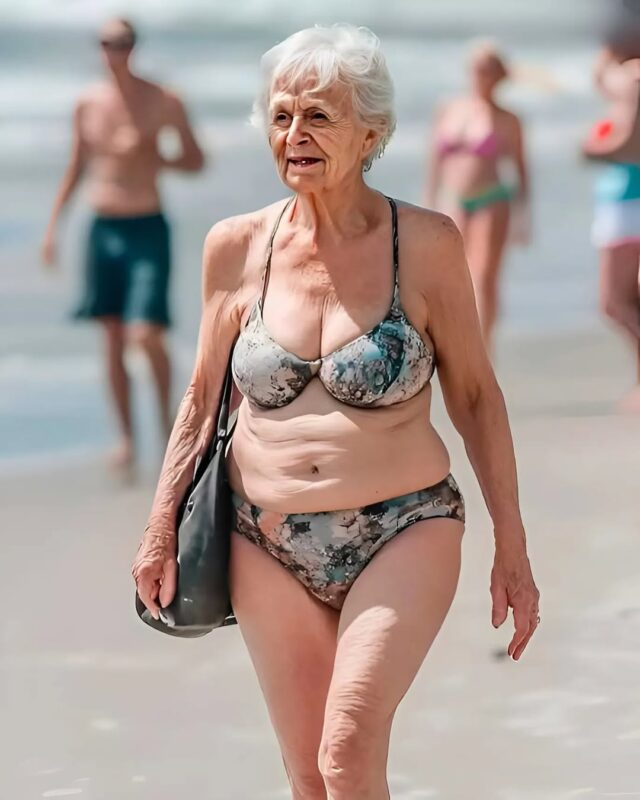 On the beach, I noticed a 70-year-old woman wearing a very revealing swimsuit, and I decided to make a remark to her