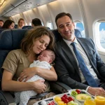 A Struggling Mother and Her Baby Fall Asleep on a CEO’s Shoulder During a Flight, But She Wakes Up Stunned When He..