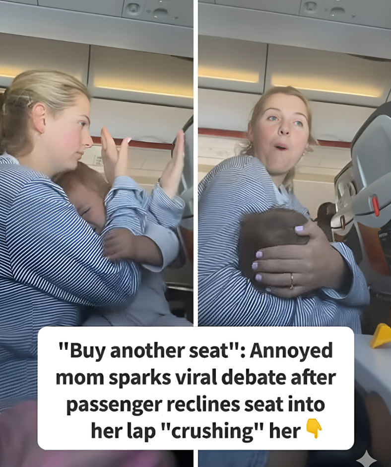 “Buy Another Seat”: Mom Sparks Outrage After Passenger Reclines Seat Into Her Lap